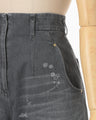 Nature Pattern Jacquard Wide Leg Jeans - grey