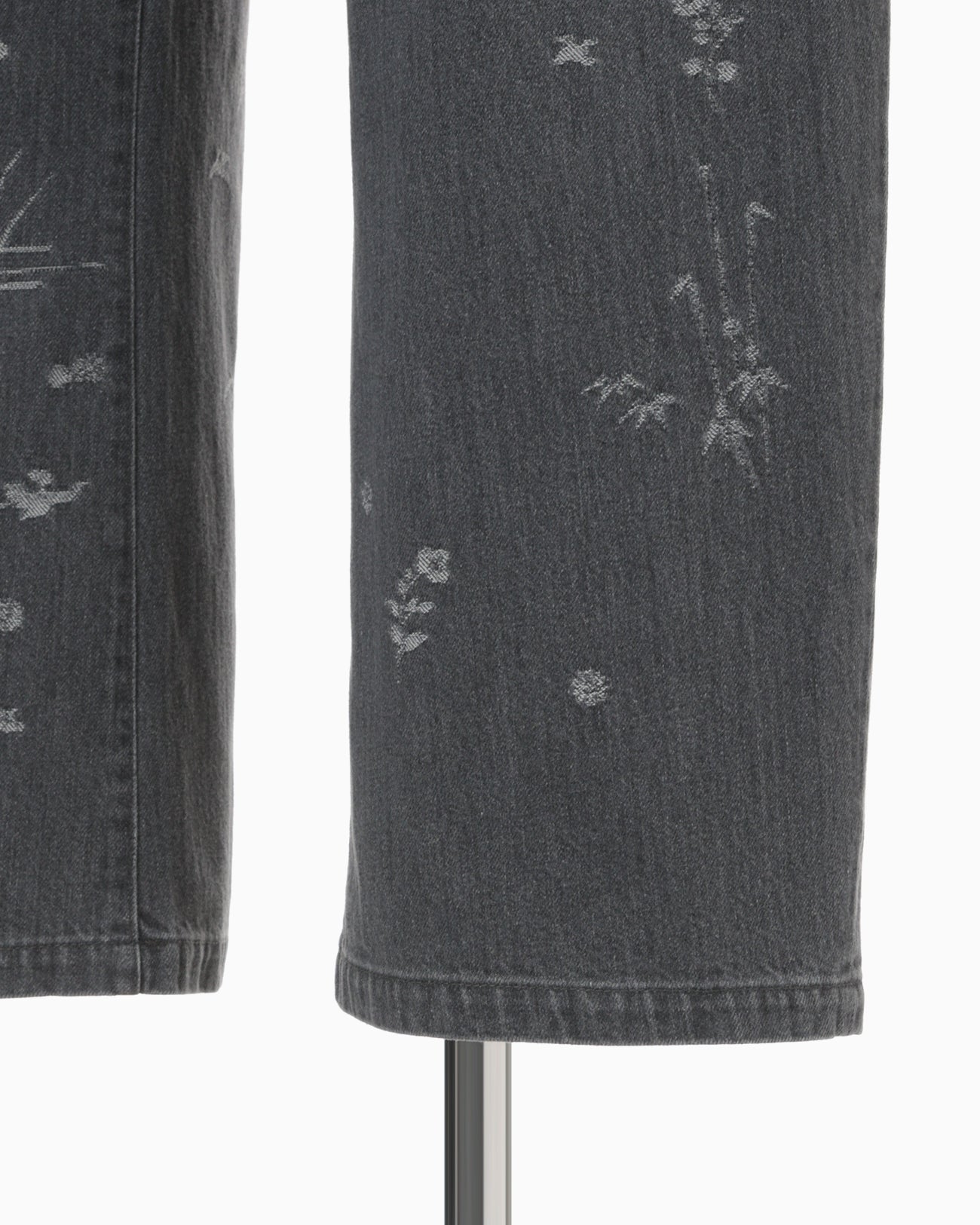 Nature Pattern Jacquard Wide Leg Jeans - grey