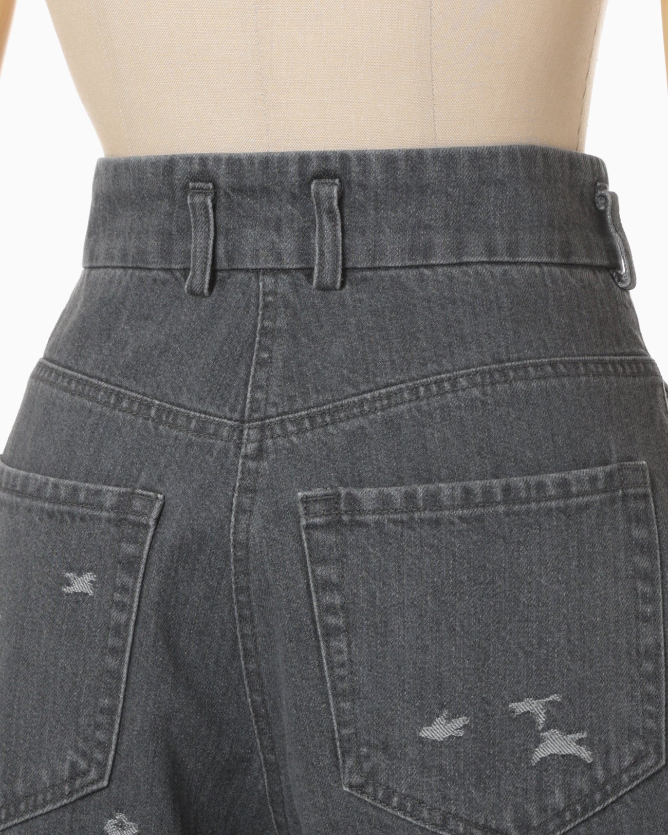 Nature Pattern Jacquard Wide Leg Jeans - grey