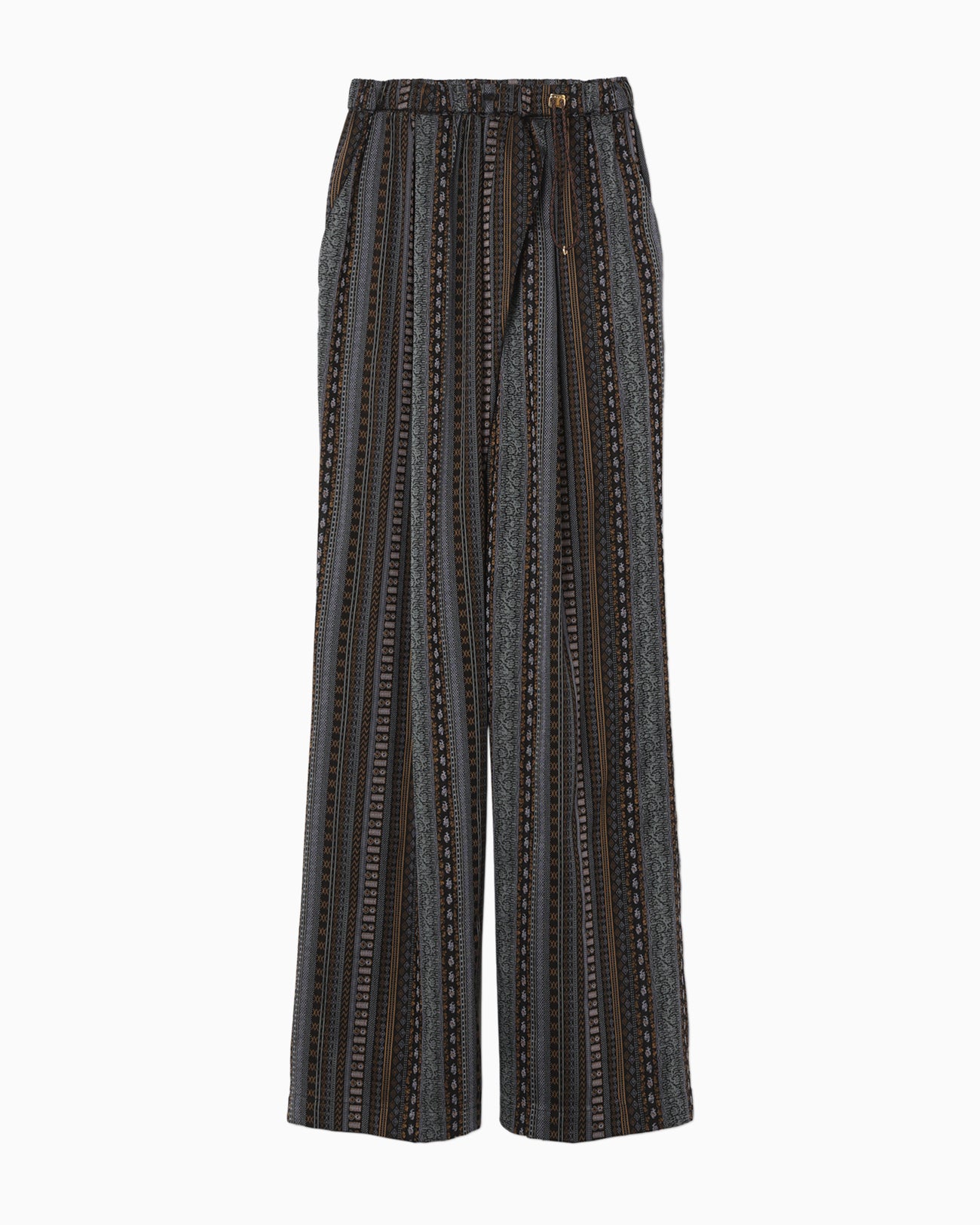Stripe Jacquard Relaxed Trousers - black