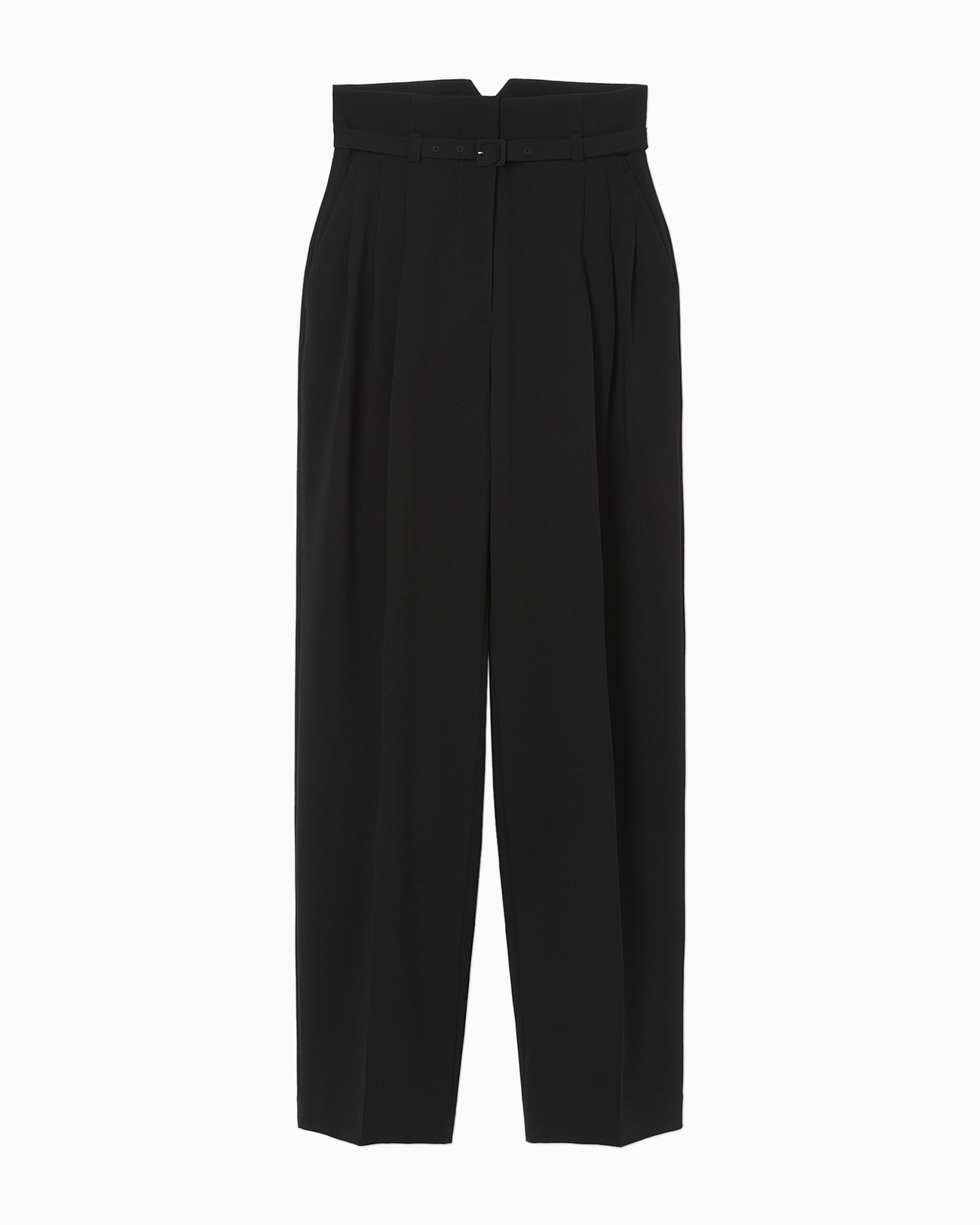 Triacetate Polyester Georgette High Waisted Trousers - black