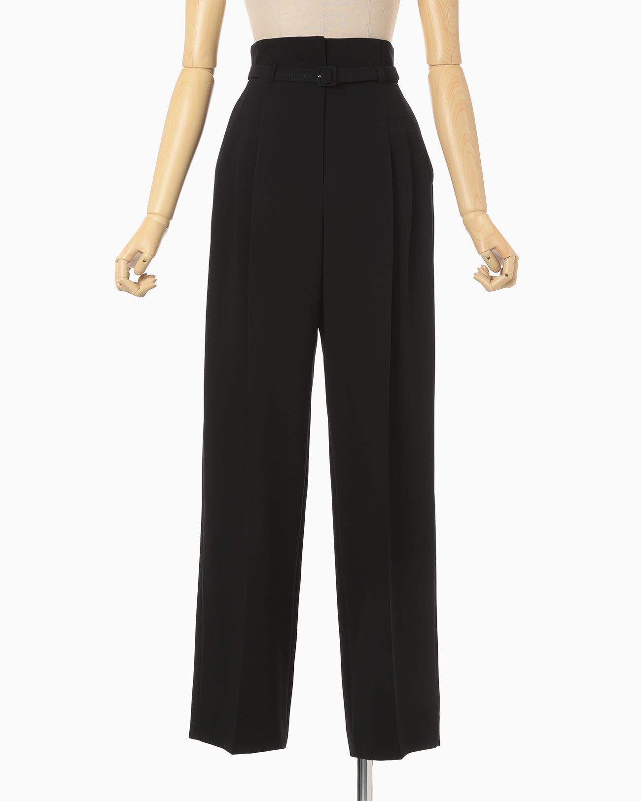Triacetate Polyester Georgette High Waisted Trousers - black