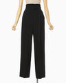 Triacetate Polyester Georgette High Waisted Trousers - black