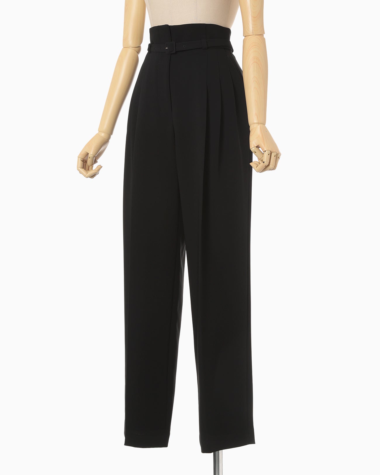 Triacetate Polyester Georgette High Waisted Trousers - black