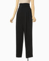 Triacetate Polyester Georgette High Waisted Trousers - black