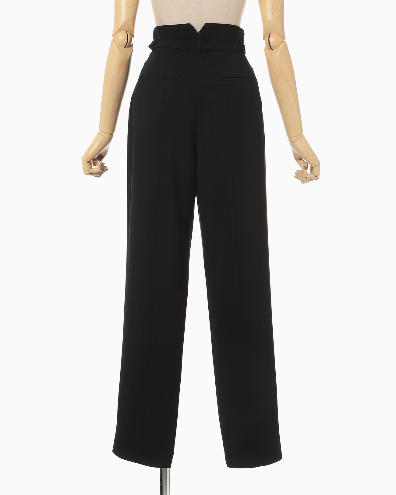 Triacetate Polyester Georgette High Waisted Trousers - black