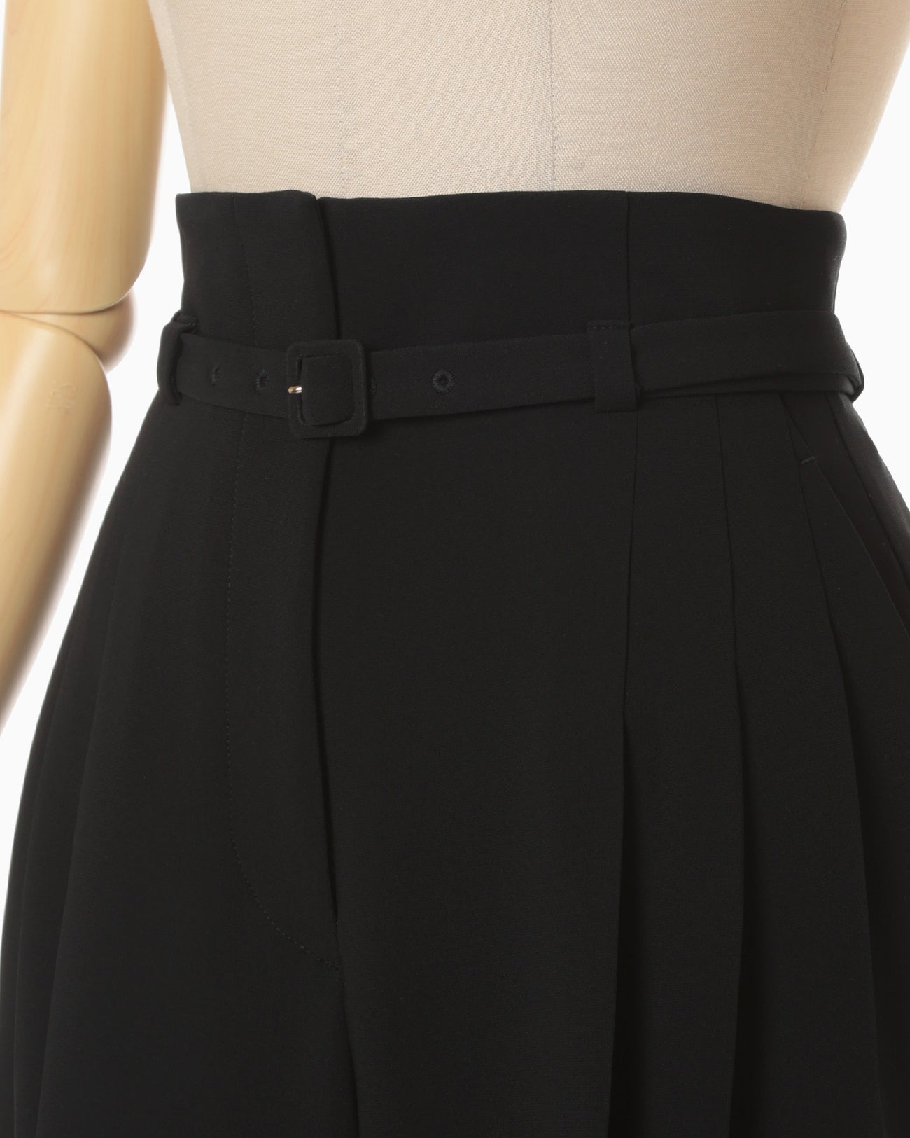 Triacetate Polyester Georgette High Waisted Trousers - black