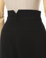 Triacetate Polyester Georgette High Waisted Trousers - black