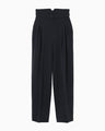 Triacetate Polyester Georgette High Waisted Trousers - navy
