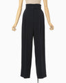 Triacetate Polyester Georgette High Waisted Trousers - navy