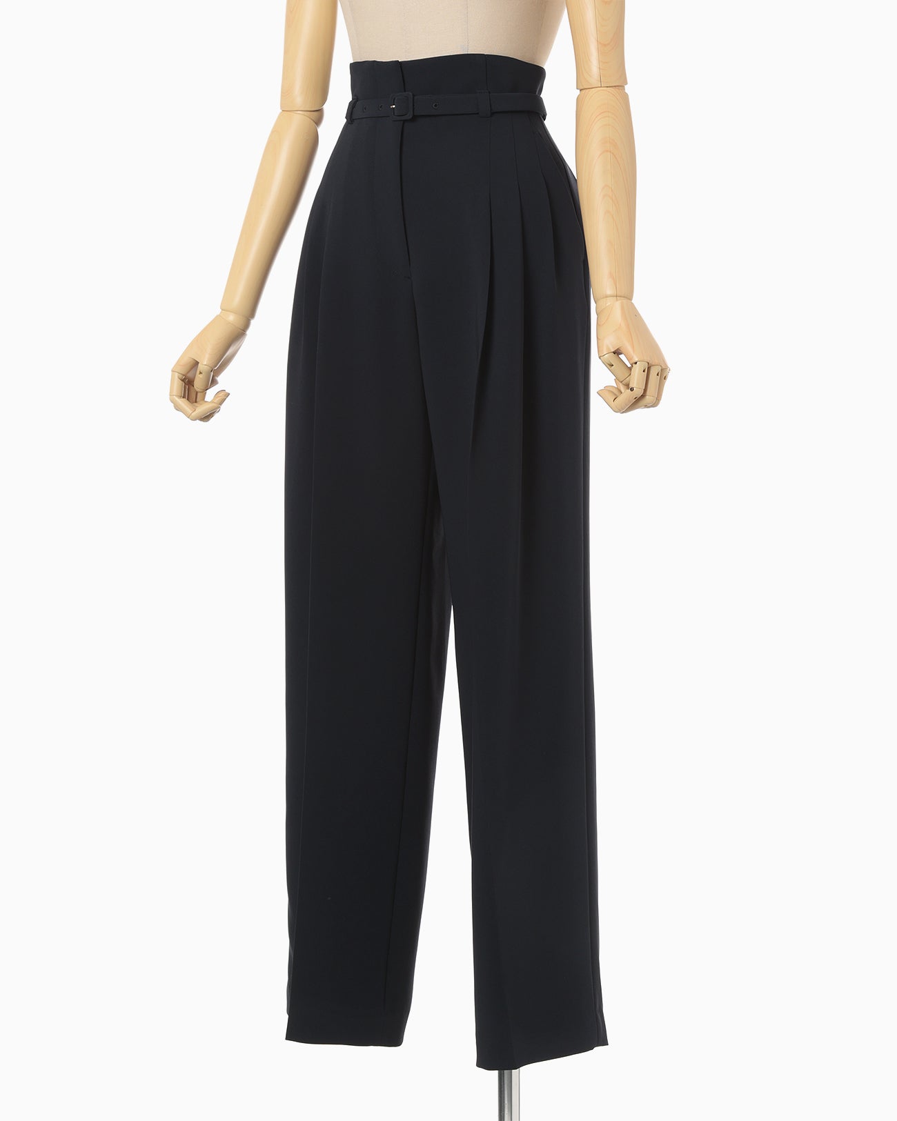 Triacetate Polyester Georgette High Waisted Trousers - navy