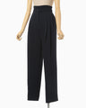 Triacetate Polyester Georgette High Waisted Trousers - navy