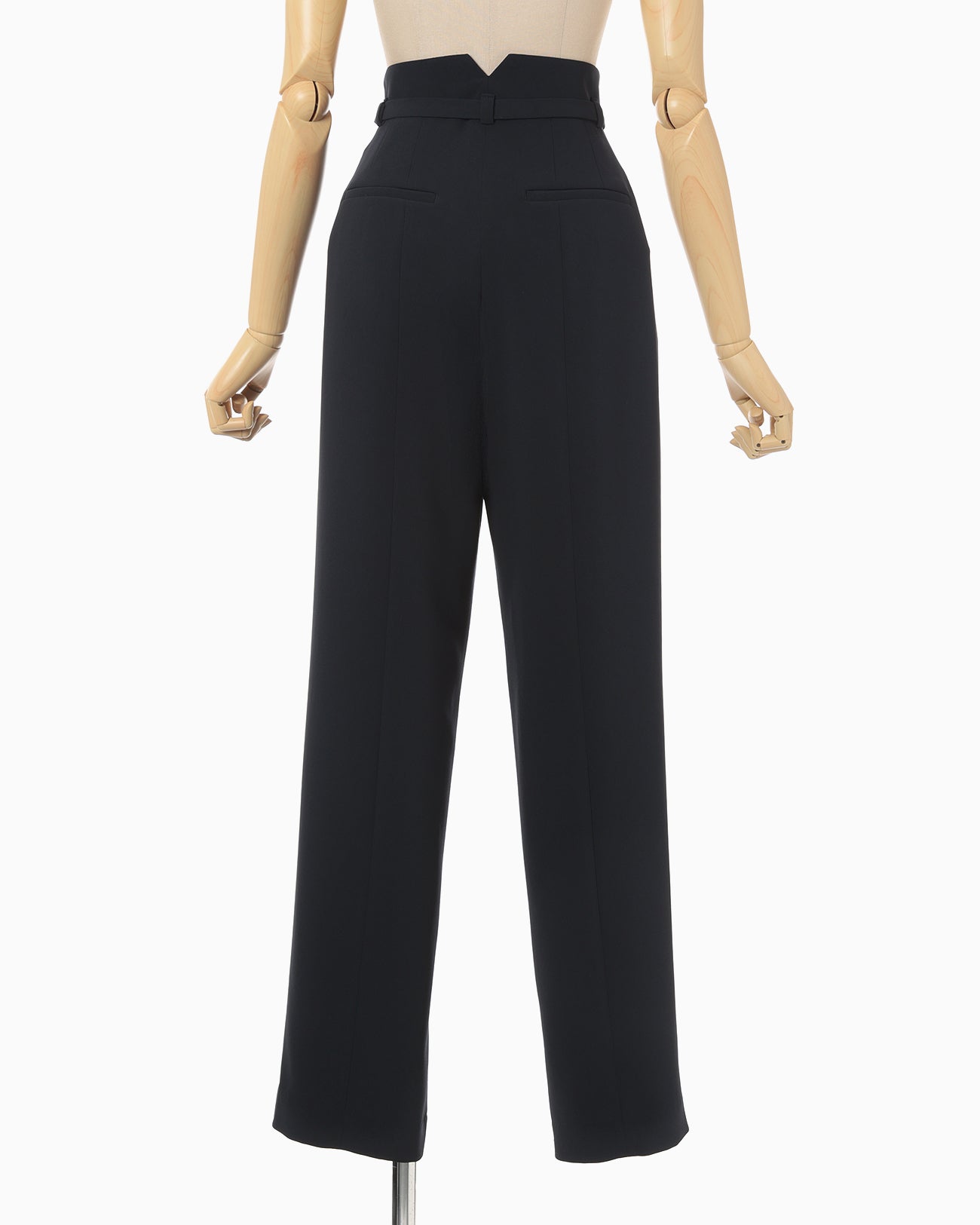Triacetate Polyester Georgette High Waisted Trousers - navy