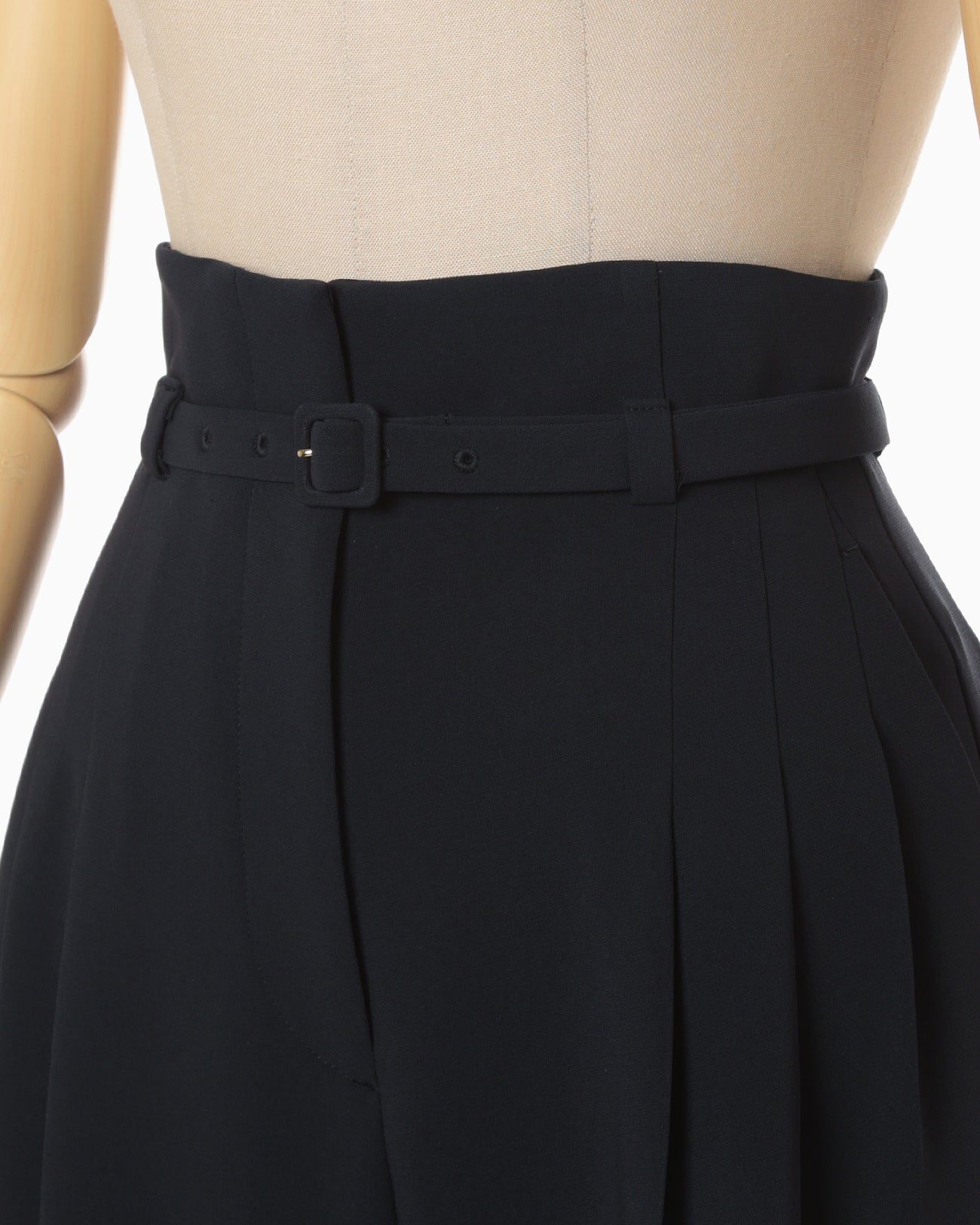 Triacetate Polyester Georgette High Waisted Trousers - navy