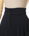 Triacetate Polyester Georgette High Waisted Trousers - navy