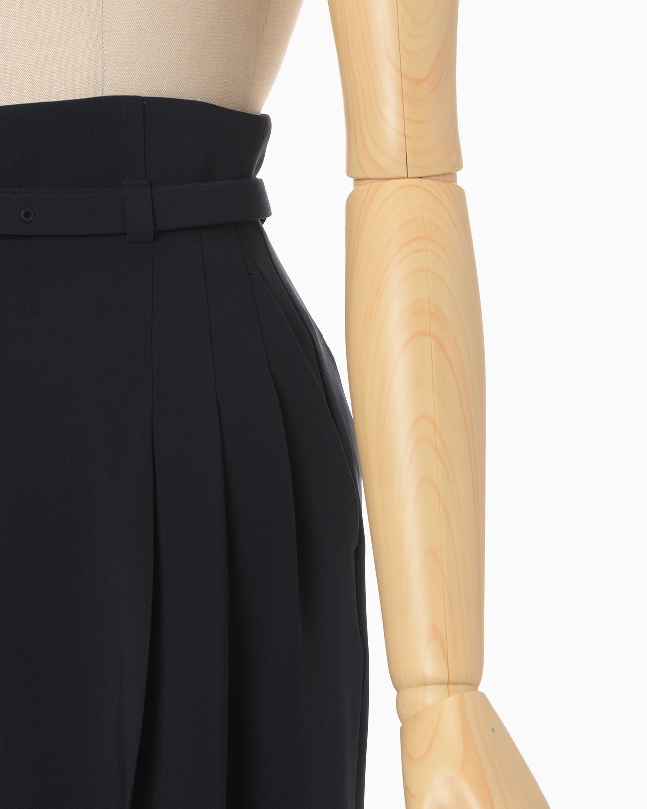 Triacetate Polyester Georgette High Waisted Trousers - navy