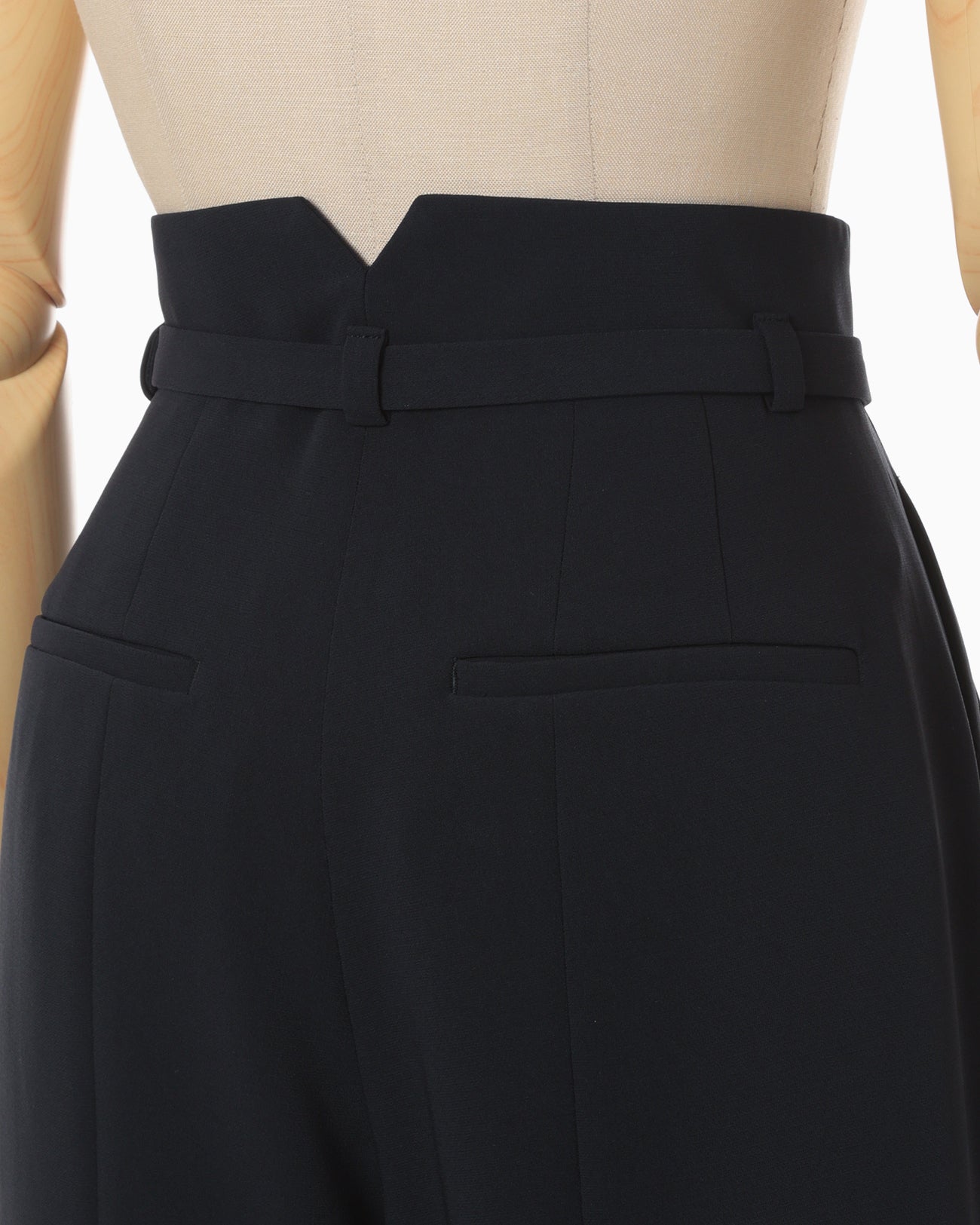 Triacetate Polyester Georgette High Waisted Trousers - navy