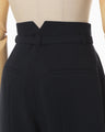 Triacetate Polyester Georgette High Waisted Trousers - navy