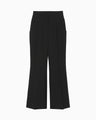 Acetate Polyester Collarless Cropped Suit Trousers - black