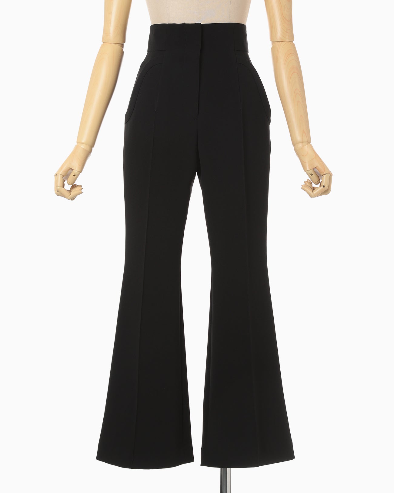 Acetate Polyester Collarless Cropped Suit Trousers - black