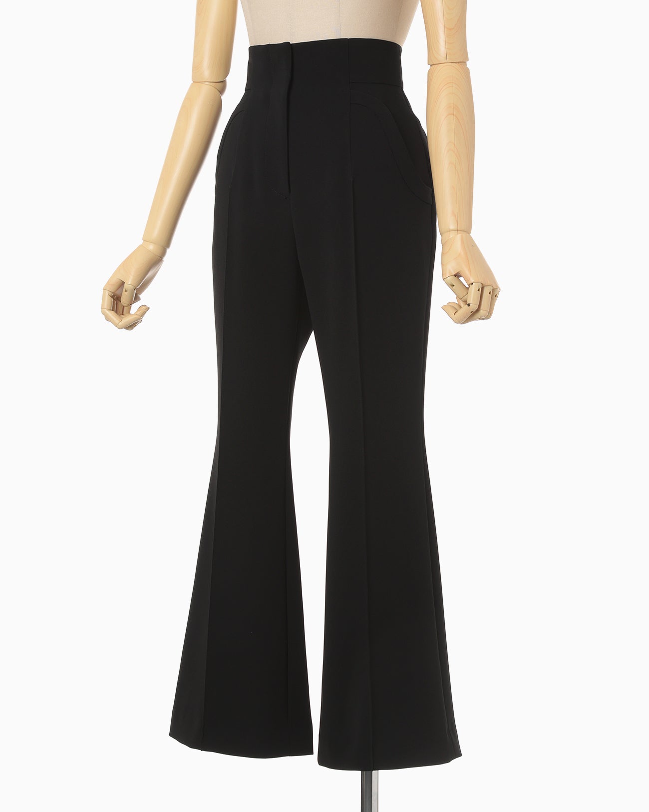 Acetate Polyester Collarless Cropped Suit Trousers - black