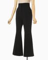 Acetate Polyester Collarless Cropped Suit Trousers - black