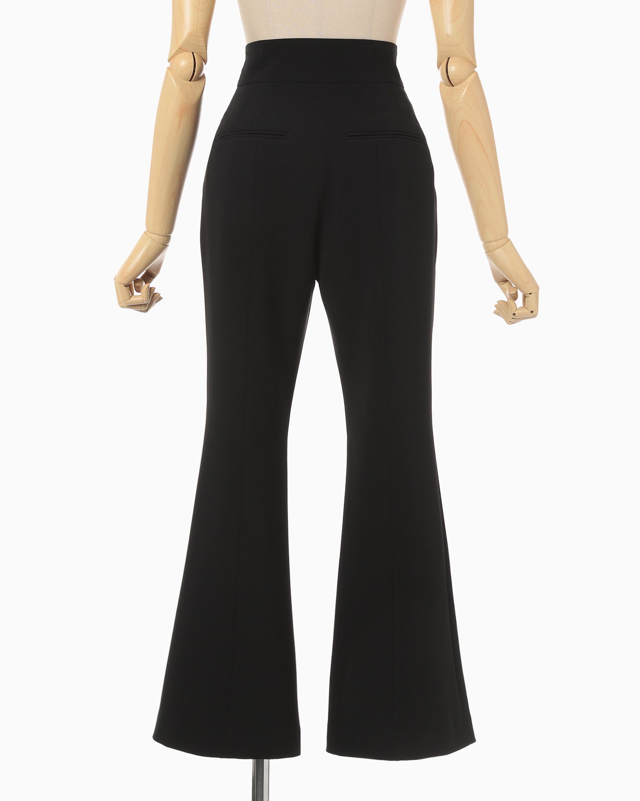 Acetate Polyester Collarless Cropped Suit Trousers - black