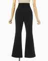 Acetate Polyester Collarless Cropped Suit Trousers - black
