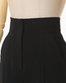 Acetate Polyester Collarless Cropped Suit Trousers - black