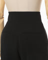 Acetate Polyester Collarless Cropped Suit Trousers - black