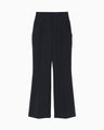 Acetate Polyester Collarless Cropped Suit Trousers - navy