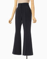 Acetate Polyester Collarless Cropped Suit Trousers - navy