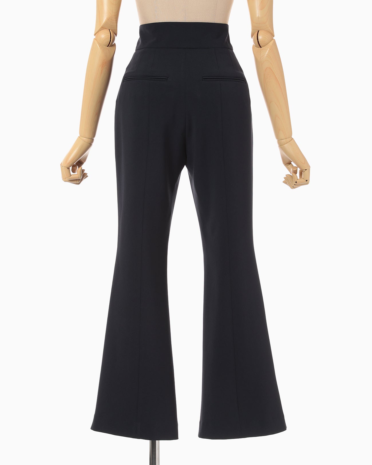 Acetate Polyester Collarless Cropped Suit Trousers - navy