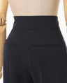 Acetate Polyester Collarless Cropped Suit Trousers - navy