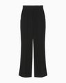 Acetate Polyester High Waisted Center Creased Suit Trousers - black
