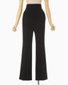 Acetate Polyester High Waisted Center Creased Suit Trousers - black