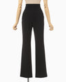 Acetate Polyester High Waisted Center Creased Suit Trousers - black