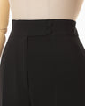 Acetate Polyester High Waisted Center Creased Suit Trousers - black