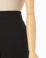 Acetate Polyester High Waisted Center Creased Suit Trousers - black