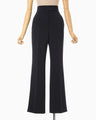 Acetate Polyester High Waisted Center Creased Suit Trousers - navy