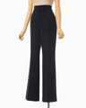 Acetate Polyester High Waisted Center Creased Suit Trousers - navy