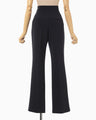 Acetate Polyester High Waisted Center Creased Suit Trousers - navy