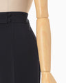 Acetate Polyester High Waisted Center Creased Suit Trousers - navy