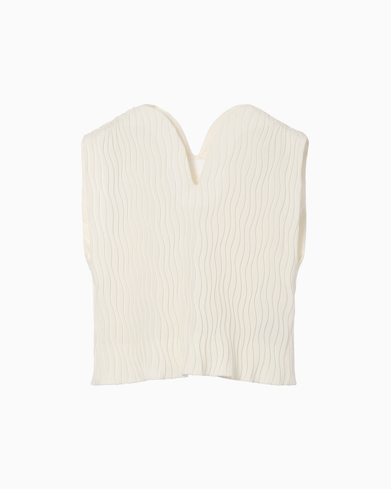 Wave Pleats Sleeveless Top - ecru