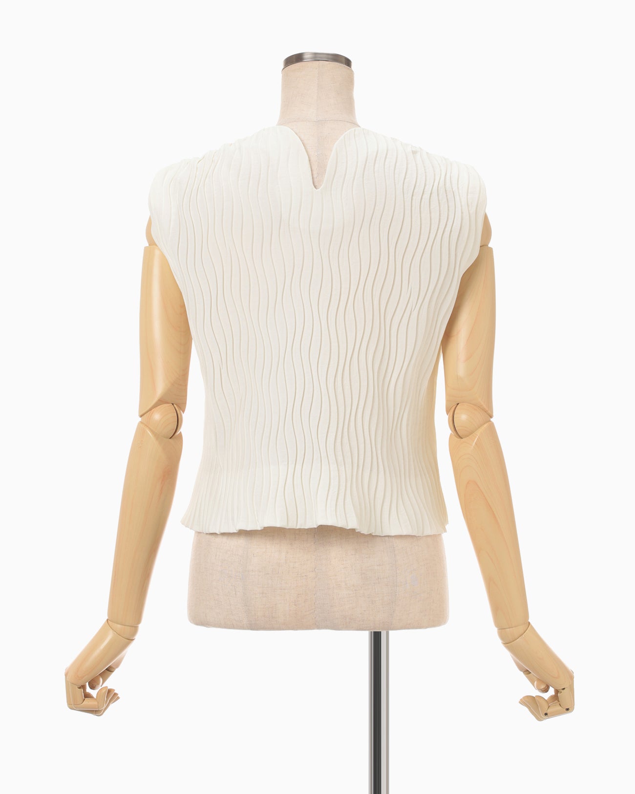 Wave Pleats Sleeveless Top - ecru