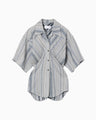 Stripe Jacquard Open-Collar Shirt - blue