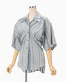 Stripe Jacquard Open-Collar Shirt - blue
