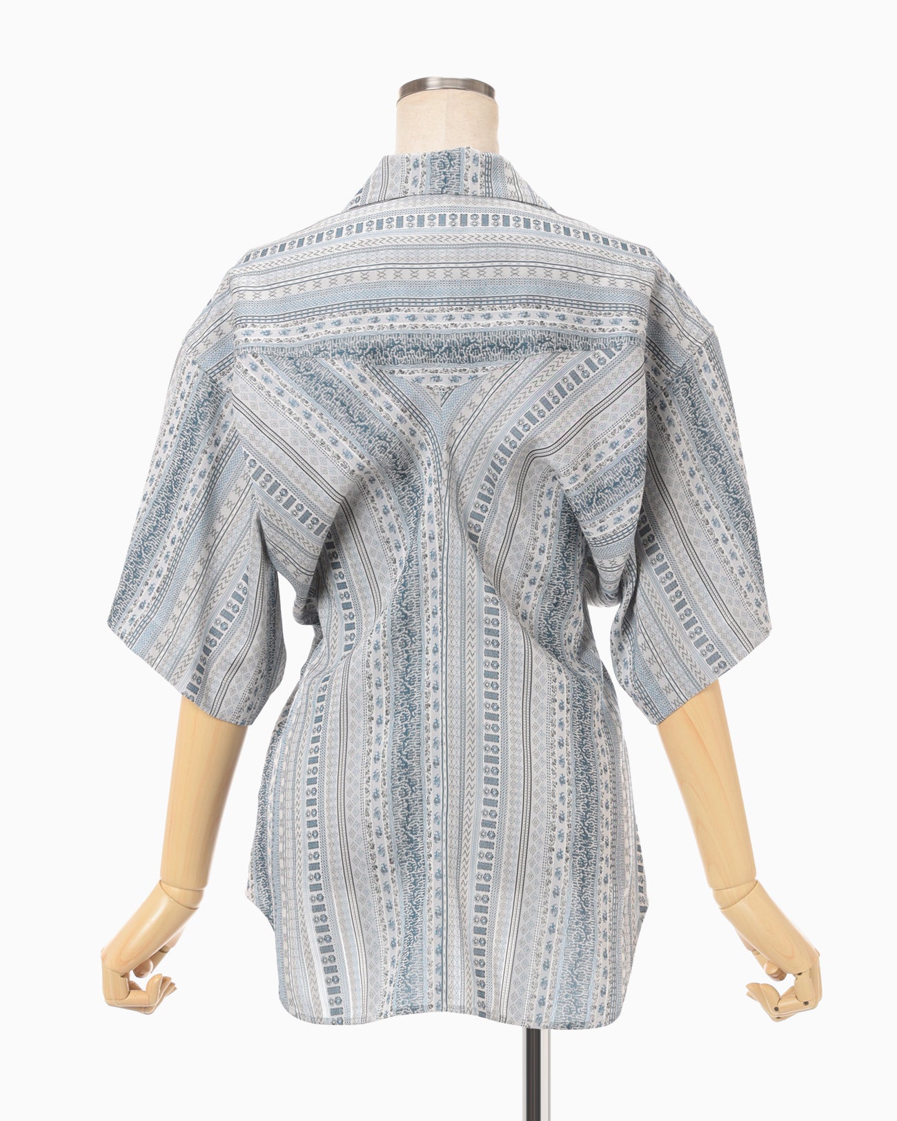 Stripe Jacquard Open-Collar Shirt - blue