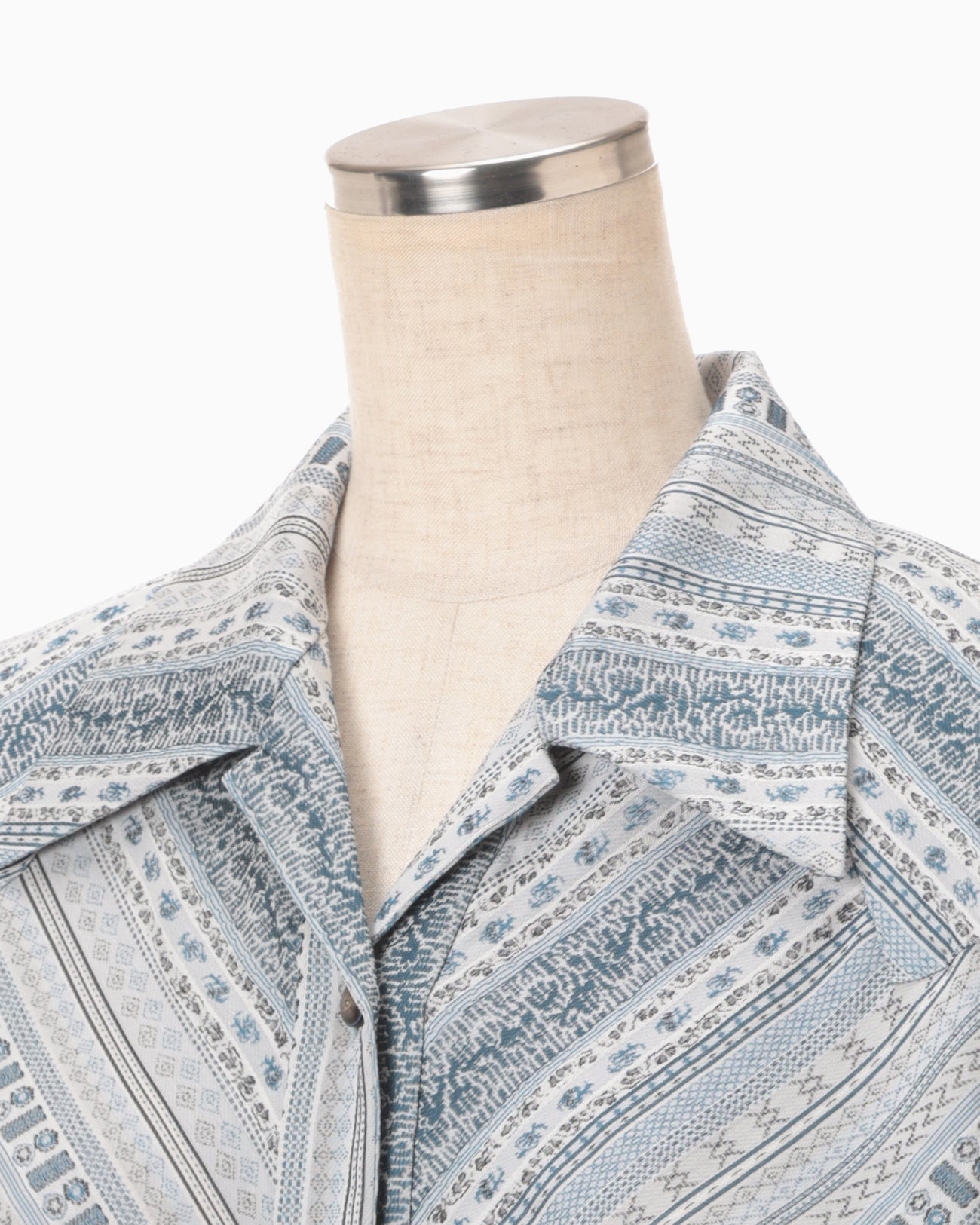 Stripe Jacquard Open-Collar Shirt - blue