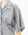 Stripe Jacquard Open-Collar Shirt - blue